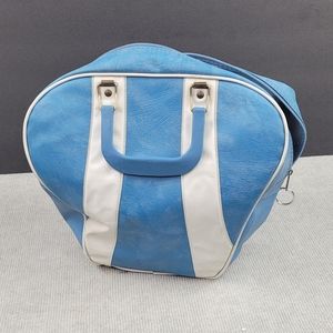 Vintage vinyl baby blue and white bowling bag